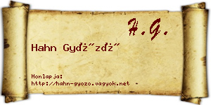 Hahn Győző névjegykártya